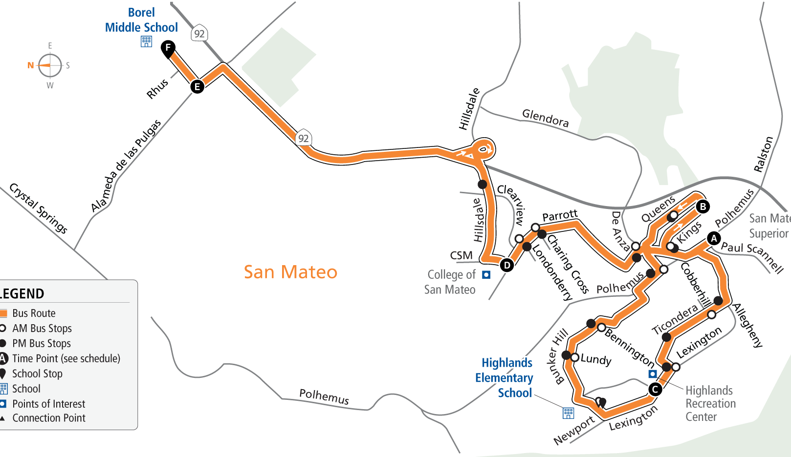 Route 58 SamTrans   Route 58 Map 