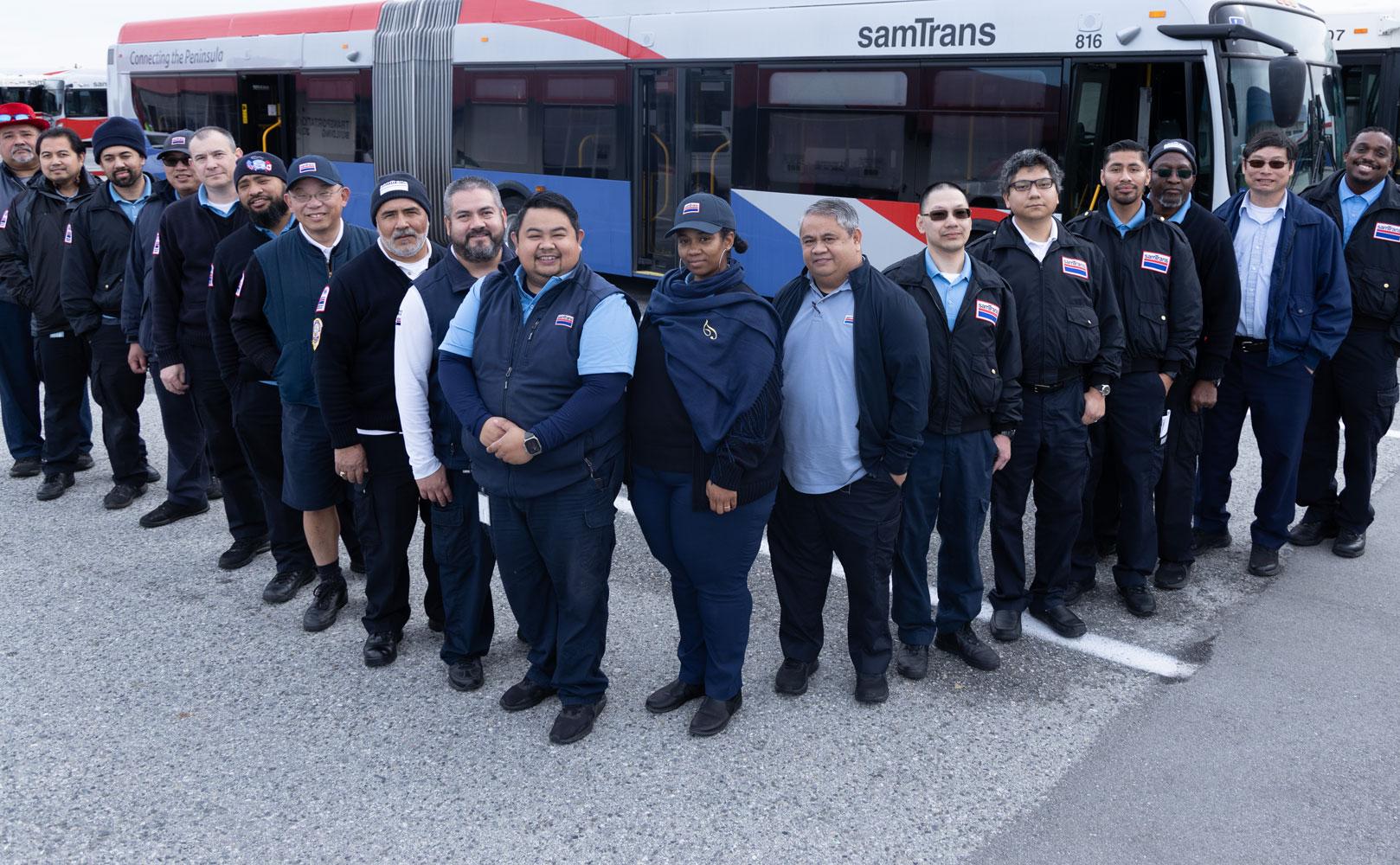 SamTrans Drivers gathered by Bus