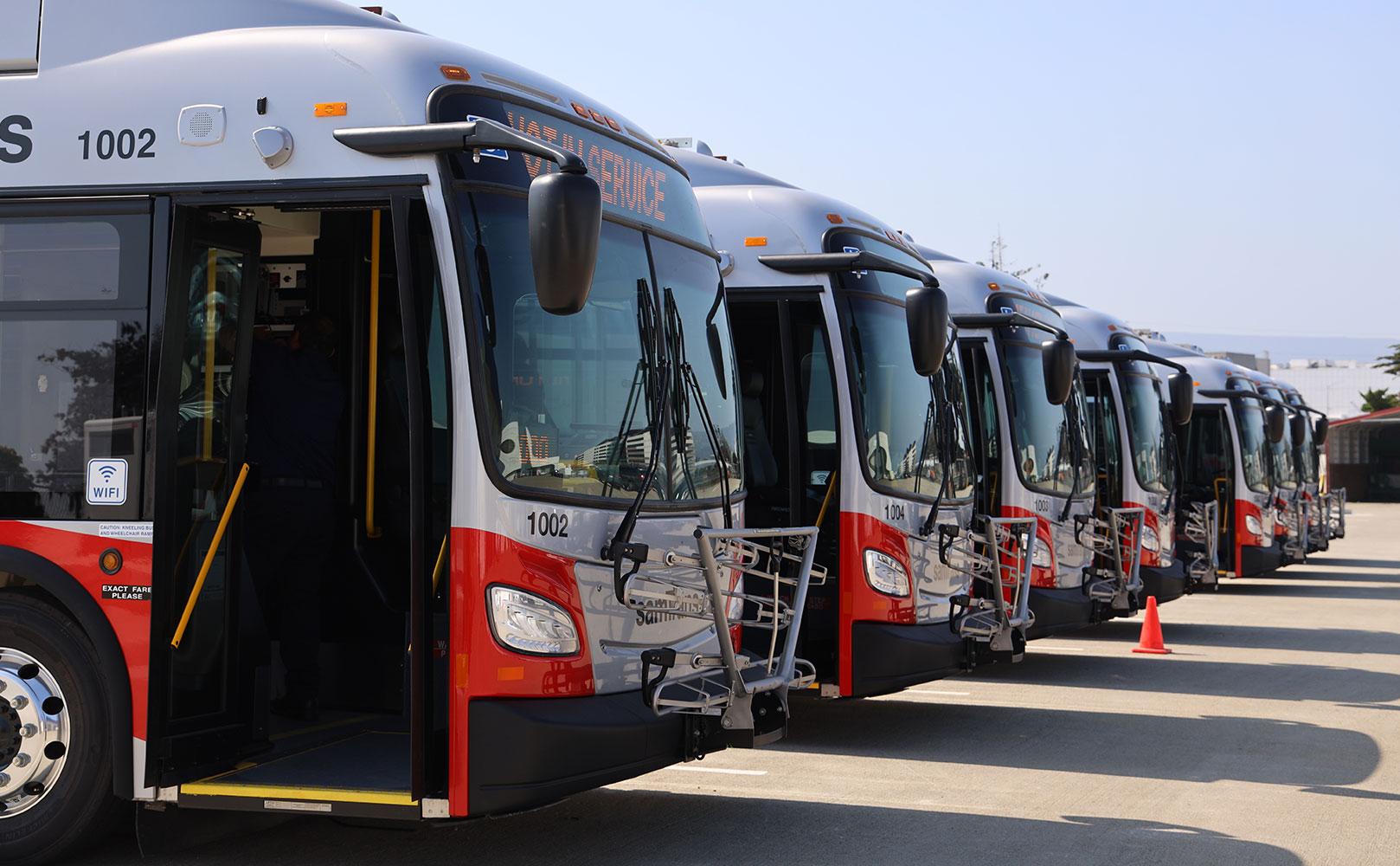 Row of buses