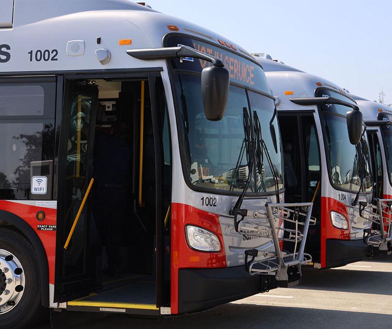 Row of buses