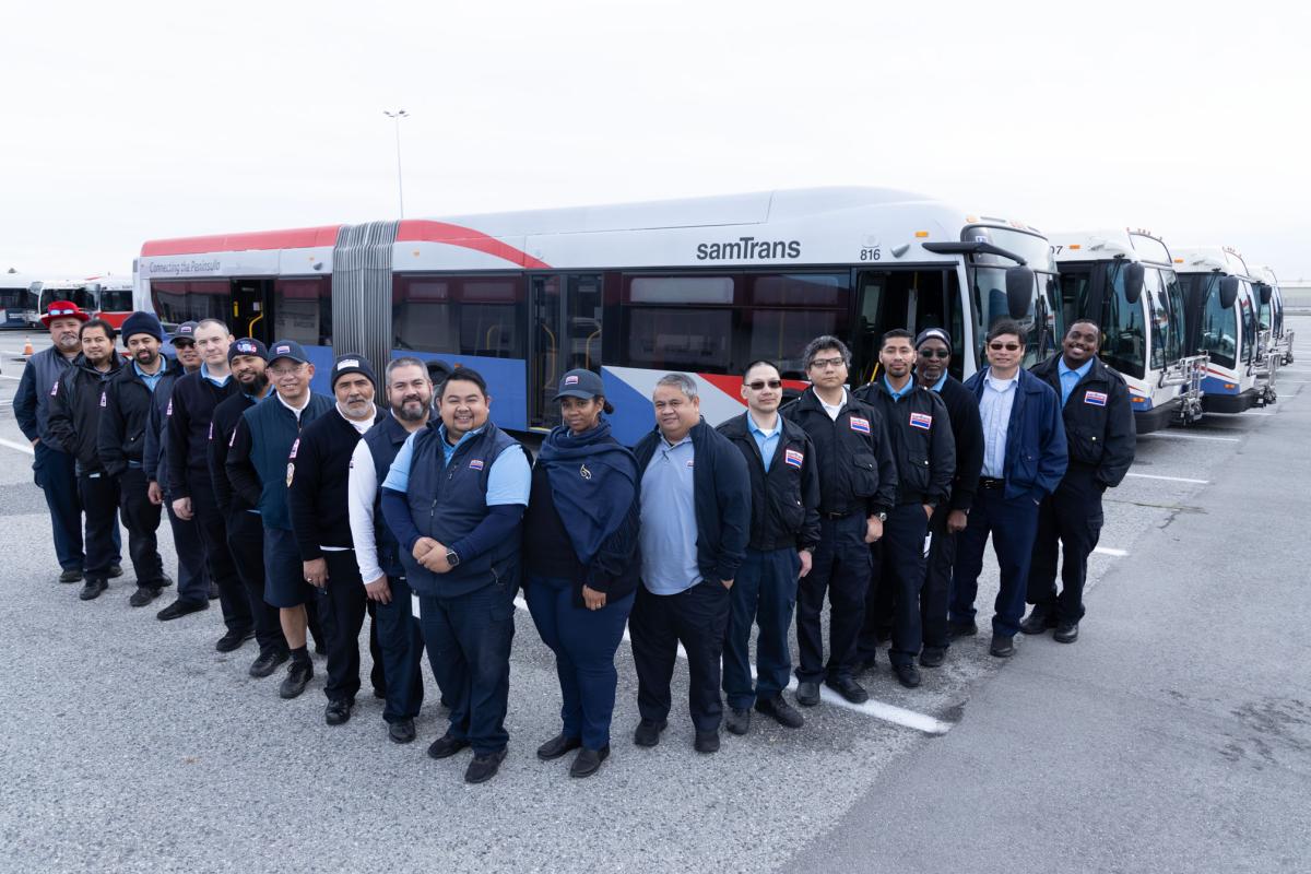 SamTrans Drivers gathered by Bus
